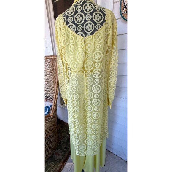 Vintage 60's yellow Maxi Dress Match Lace Jacket /Bow Size XS - Picture 2 of 16
